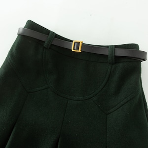 Midi Wool Skirt, Pleated Wool Skirt, Dark Green Skirt with Pockets, Womens Swing Skirt, Autumn Winter Skirt, Custom Skirt, Xiaolizi 4532 image 8