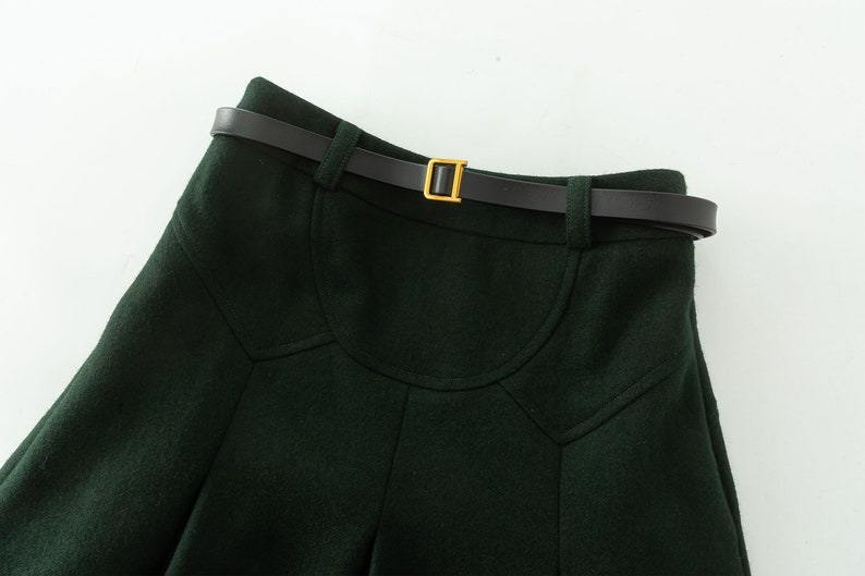Midi Wool Skirt, Pleated Wool Skirt, Dark Green Skirt with Pockets, Womens Swing Skirt, Autumn Winter Skirt, Custom Skirt, Xiaolizi 4532 image 8