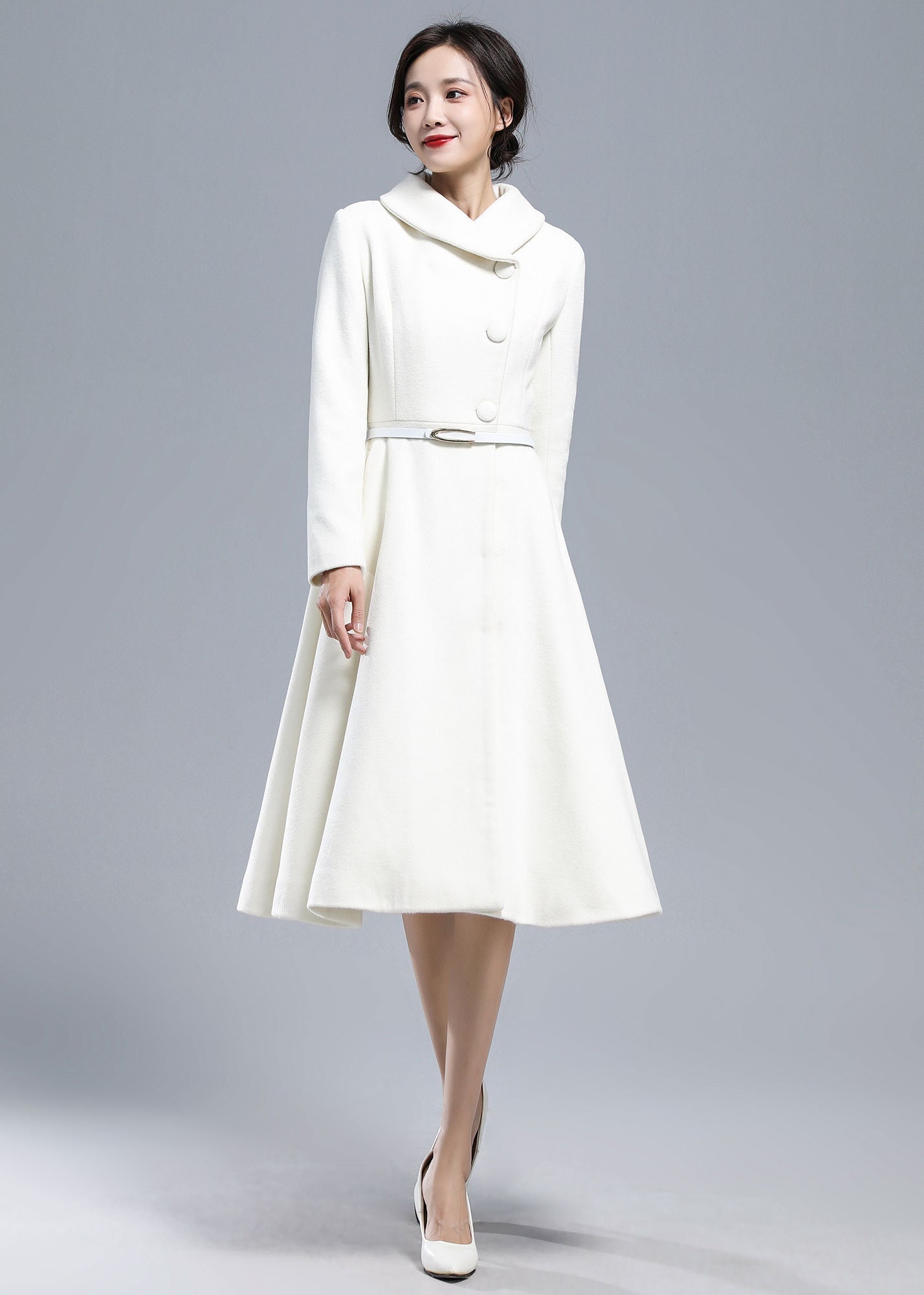 Long white top coat dress