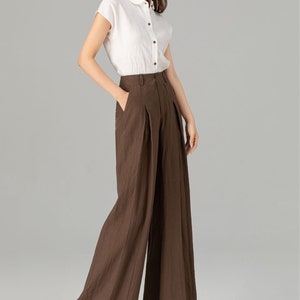 Breezy Linen Wide-Leg Pants for Ultimate Comfort and Style, Womens Long linen pants, Linen trousers, Custom Linen pants, Xiaolizi 4918 image 4