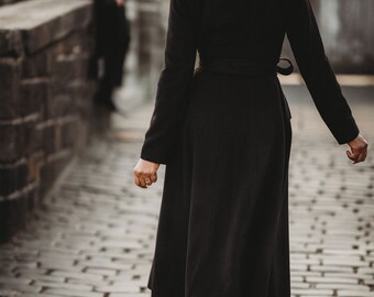 Black Wool Coat Women, Long Belted Coat, Single Breasted Wool Coat, A-line Wool Coat, Winter Outwear, Custom Overcoat, Xiaolizi 3913 - Etsy Black Wool Coat Women, Long Belted Coat, Single Breasted Wool Coat, A-line Wool Coat, Winter Outwear, Custom Overcoat, Xiaolizi 3913 - Etsy