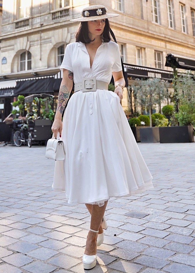 オールインワン・サロペット Blanca Vita Midi Shirt Dress With Belted Waist And Elegant Blanca Vita – DELL'OGLIO