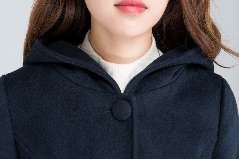 womens outfits winter coat warm winter coat navy blue coat maxi coat winter coat women 1637# long wool coat Wool coat hooded coat