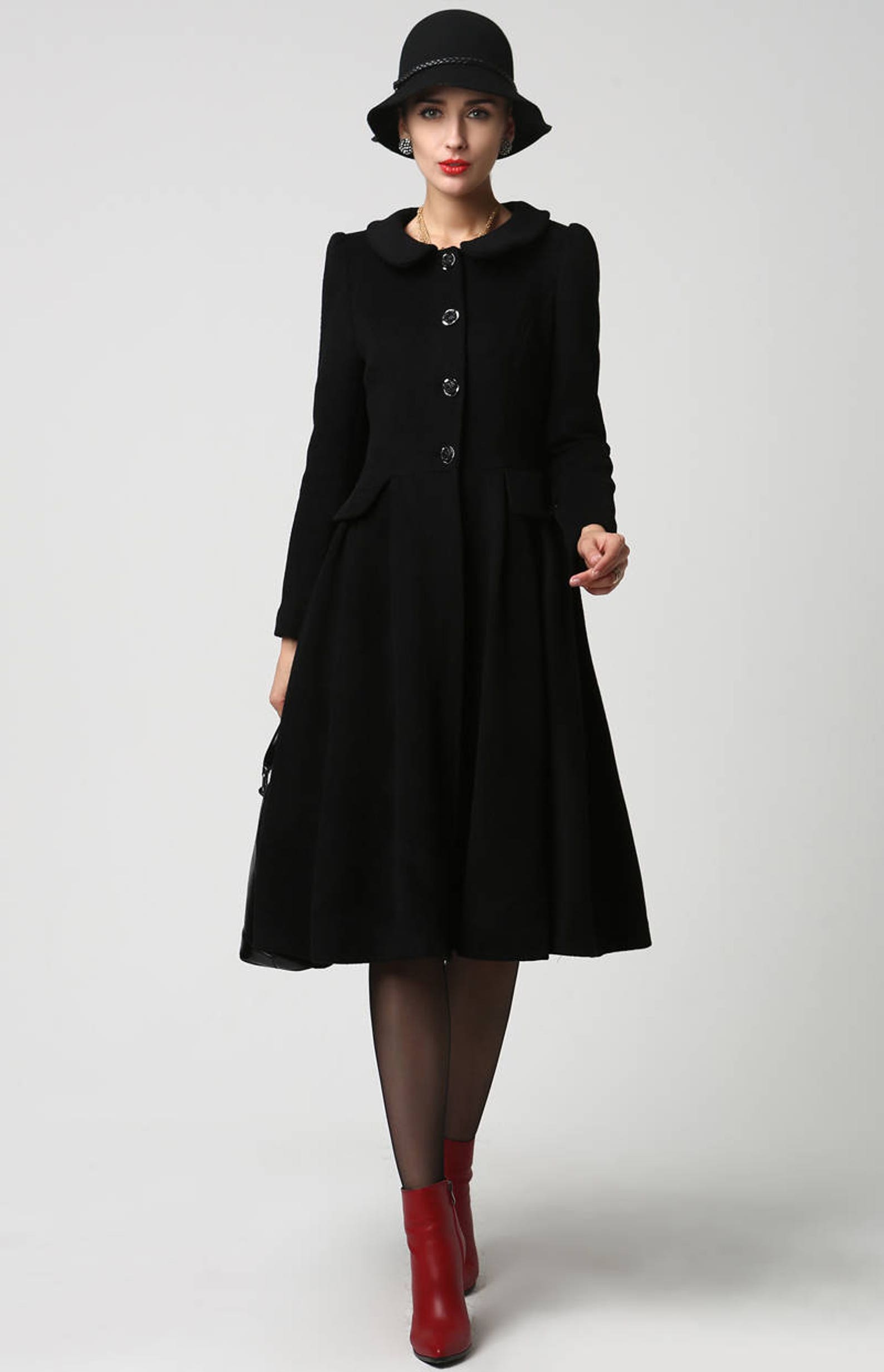 Long black coat wool jacket dress coat womens jackets Etsy