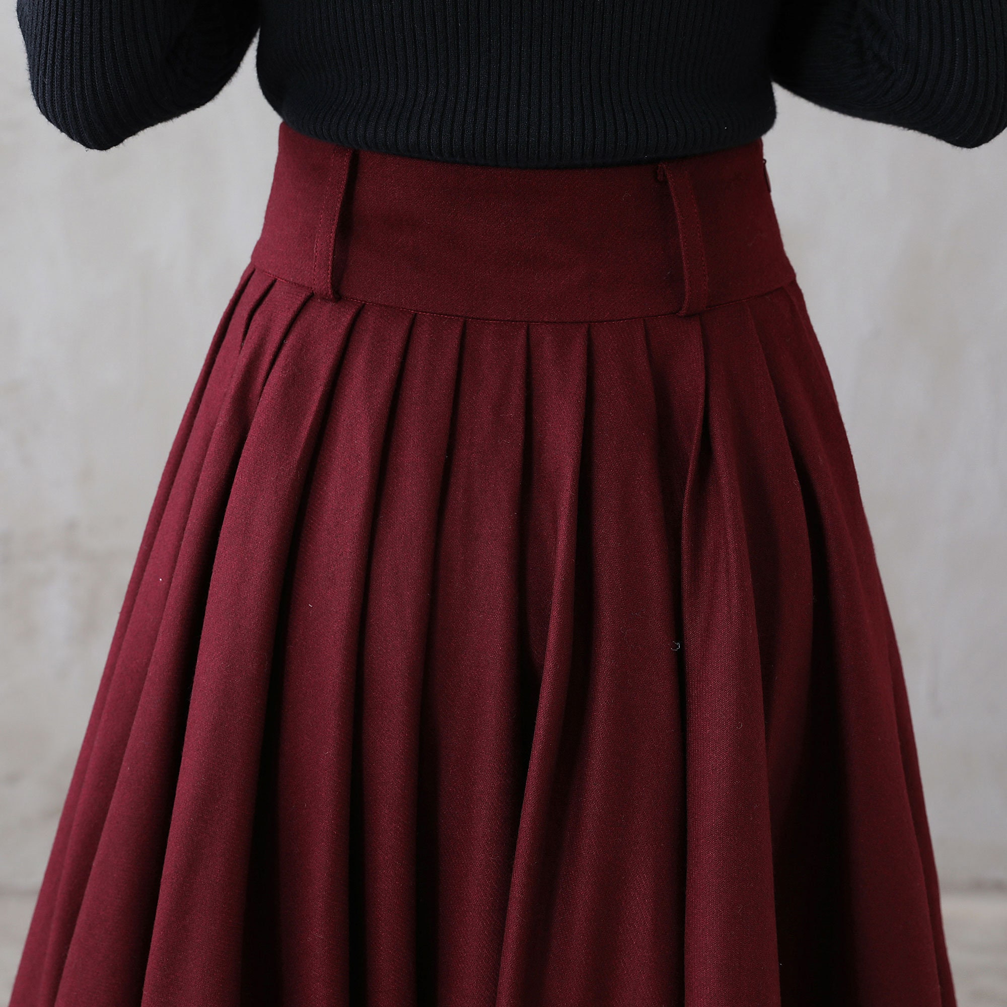 Winter Wool Circle Skirt Wool Midi Skirt High Waisted Skirt | Etsy