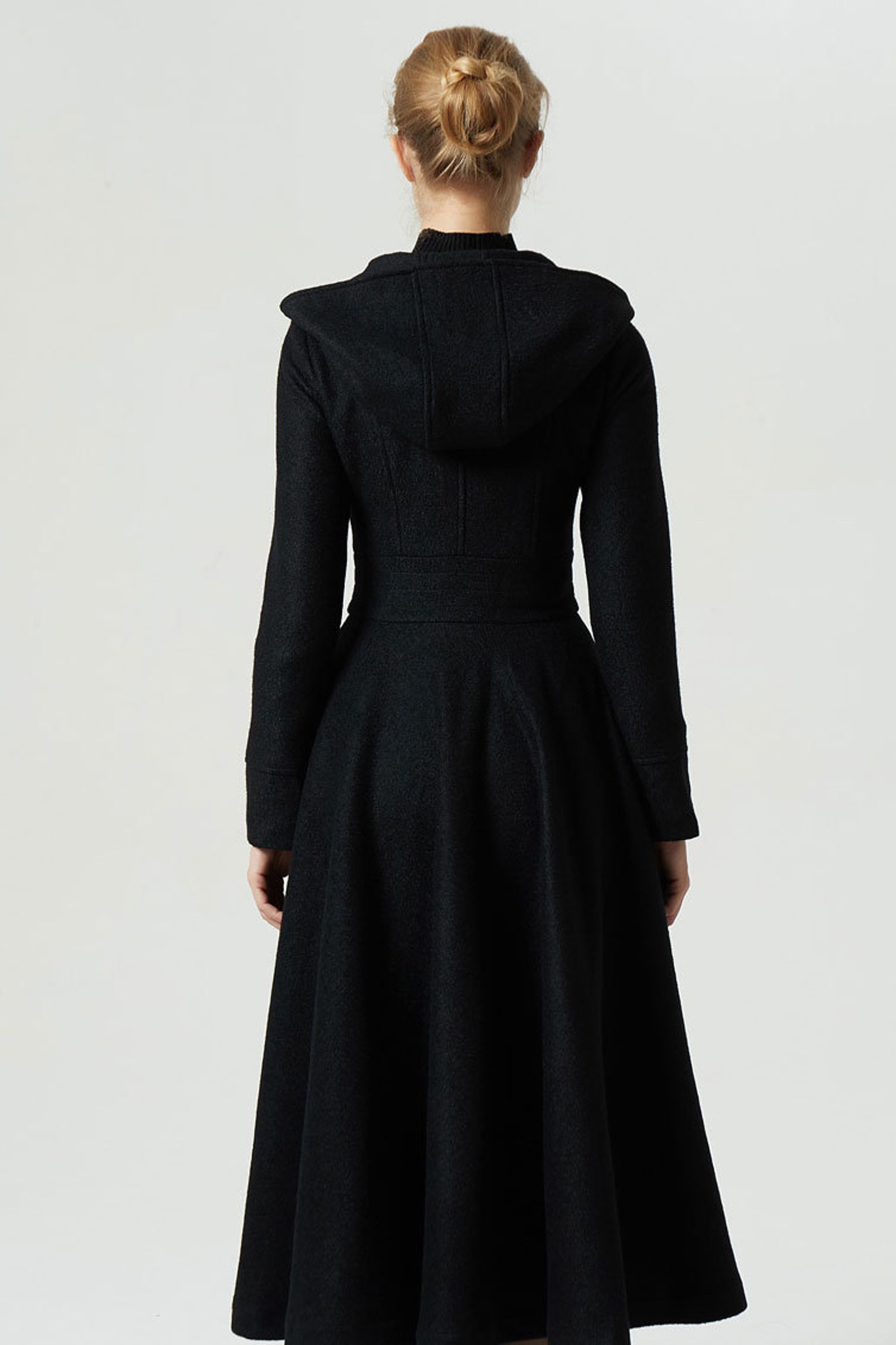 Maxi wool coat Hooded swing coat gray coat women coat Etsy