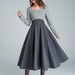 1950s Grey Fit and Flare wool dress, womens dresses, Winter dress Vintage, midi dress, designer dress, patchwork dress, custom dress 1615# 
