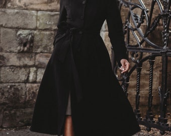 Black Wool Coat Women, Long Belted Coat, Single Breasted Wool Coat, A-line Wool Coat, Winter Outwear, Custom Overcoat, Xiaolizi 3913 - Etsy Black Wool Coat Women, Long Belted Coat, Single Breasted Wool Coat, A-line Wool Coat, Winter Outwear, Custom Overcoat, Xiaolizi 3913 - Etsy