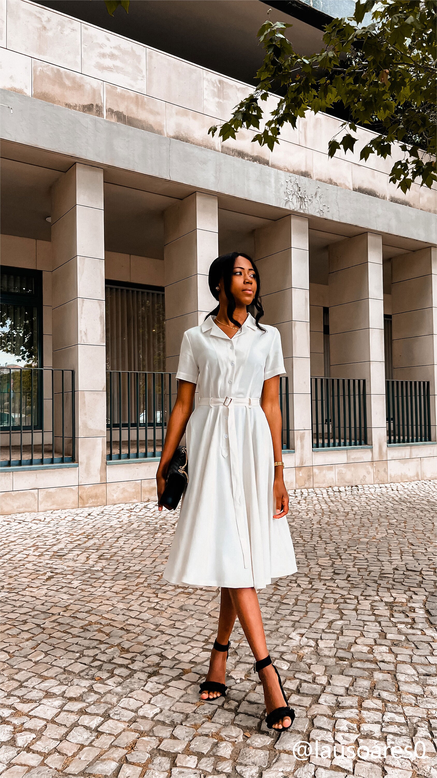White Swing Shirt Dress Women, Midi Dress, Fit and Flare Dress, Spring Summer Long Dress, Short Sleeve Dress with Pockets, A Line Dress 3449
