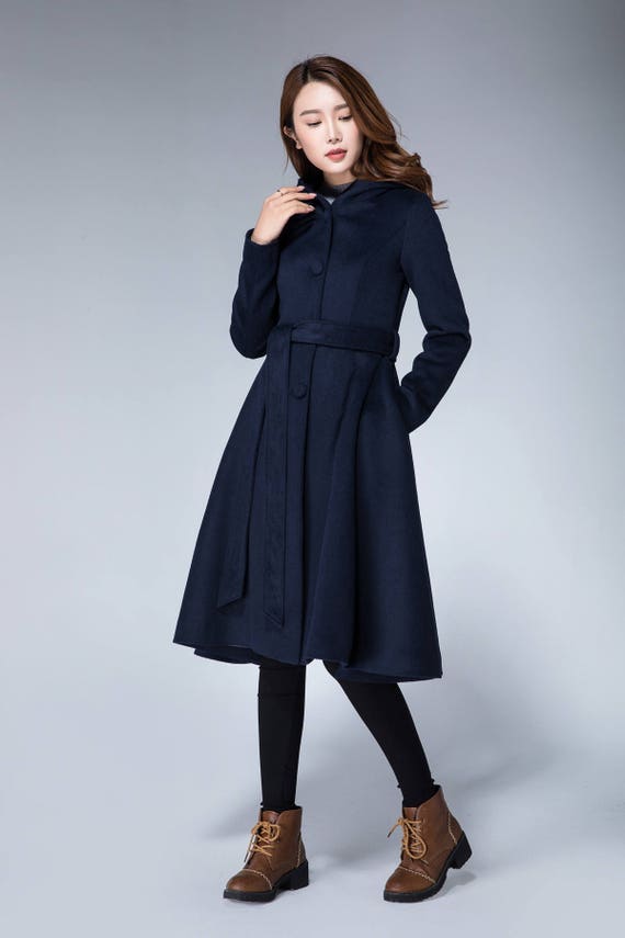 coat with hood, belted coat 1868# coat with hood, belted coat 1868#