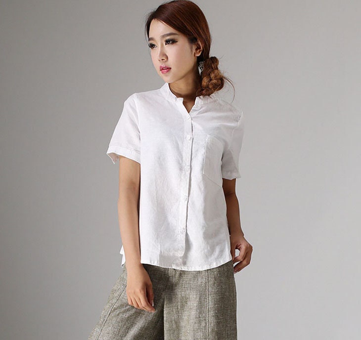 Button down Linen shirt white Linen shirt Linen shirt women | Etsy