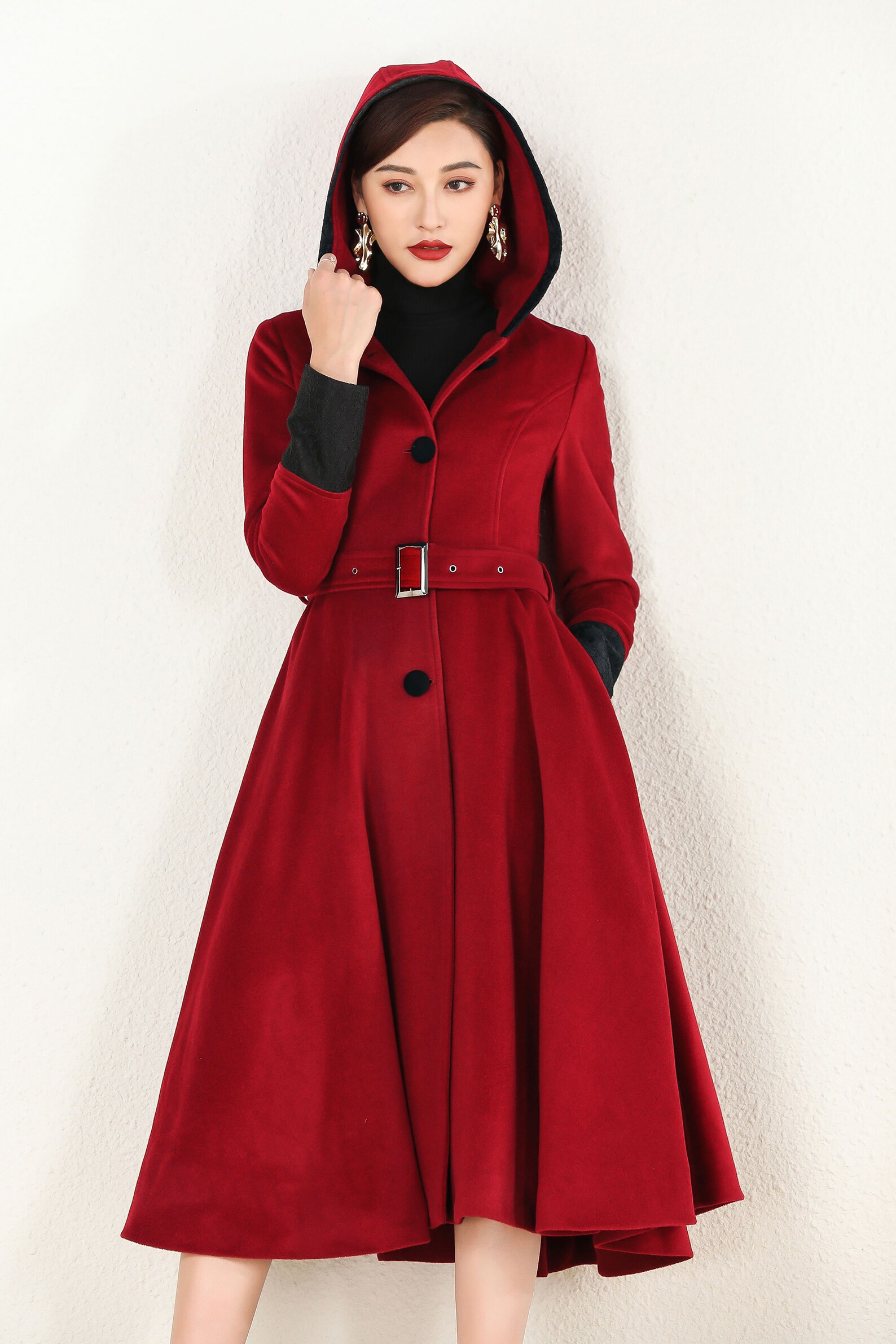 Hooded Wool Coat Wool Coat Long Wool Coat Winter Coat Etsy