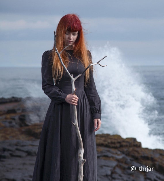 Linen Dress, Charcoal Grey Medieval Maxi Dress, Long Linen Dress, Women's  Modest Linen Dress, Gothic Dress, Spring Autumn Dress 2871# - Etsy
