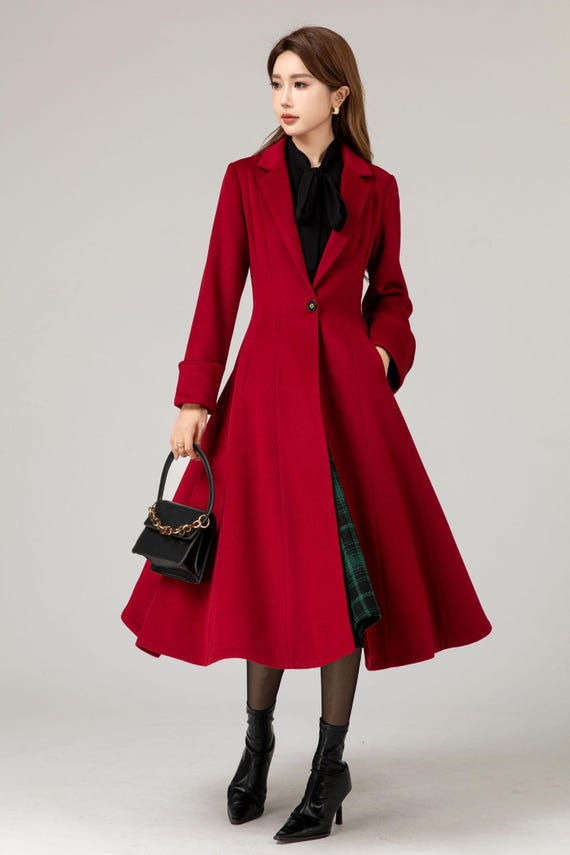 Red princess long wool coat 5480 Red princess long wool coat 5480