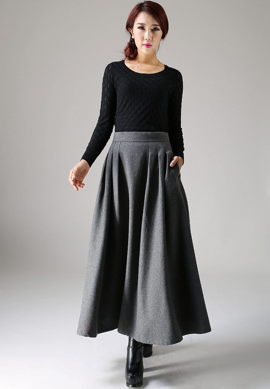 Wool skirt A Line Maxi skirt winter skirt women Long skirt | Etsy