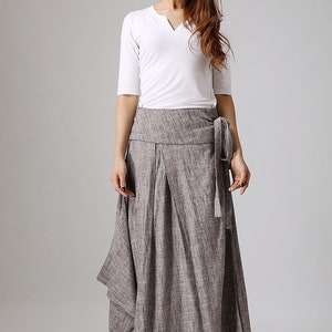 Linen skirt pockets, linen skirt, wrap skirt, linen wrap skirt, maxi skirt, womens skirts, maxi wrap skirt, linen skirt women 0872 image 4