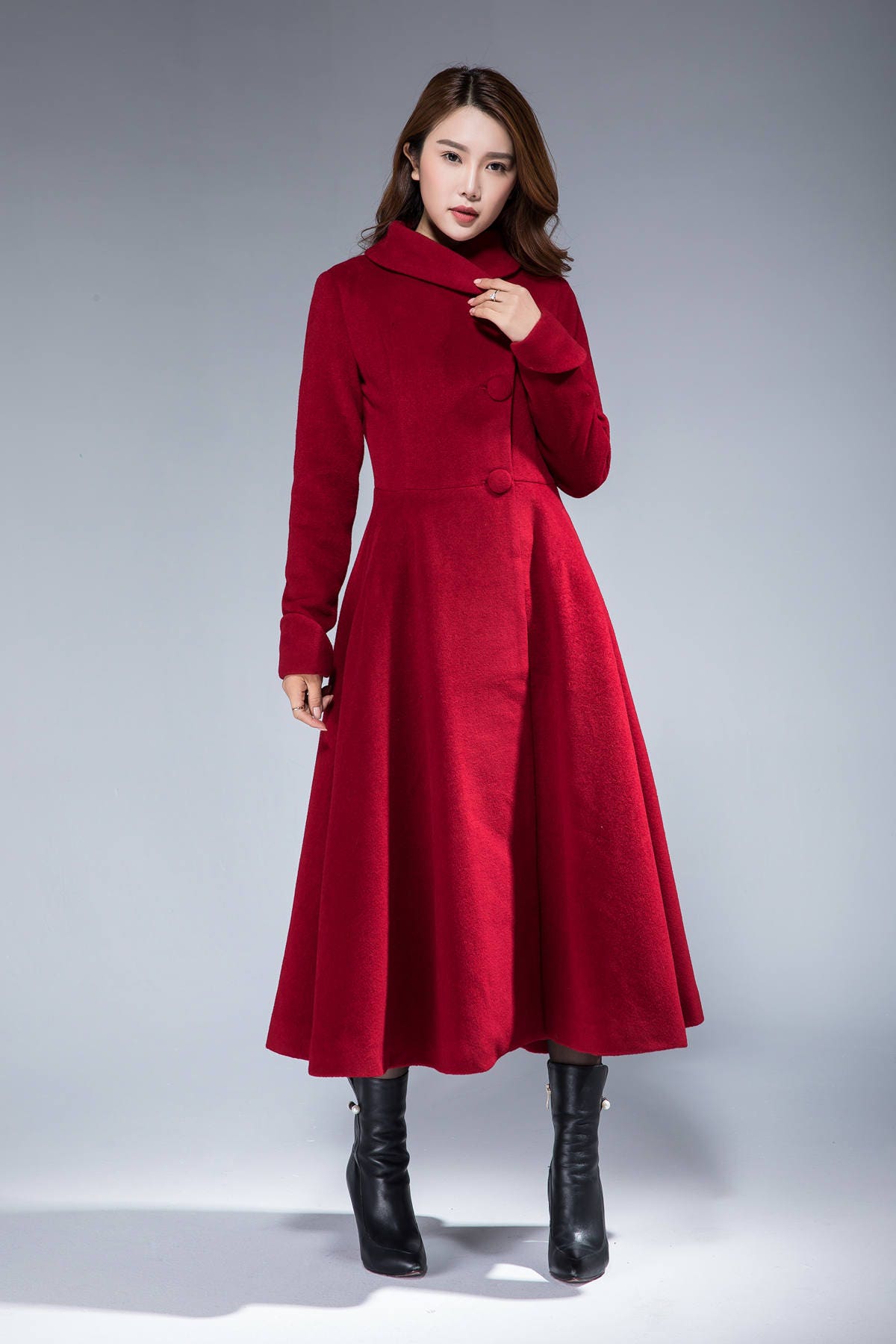 Warm winter coat wool coat dress coat woman coat fit and | Etsy