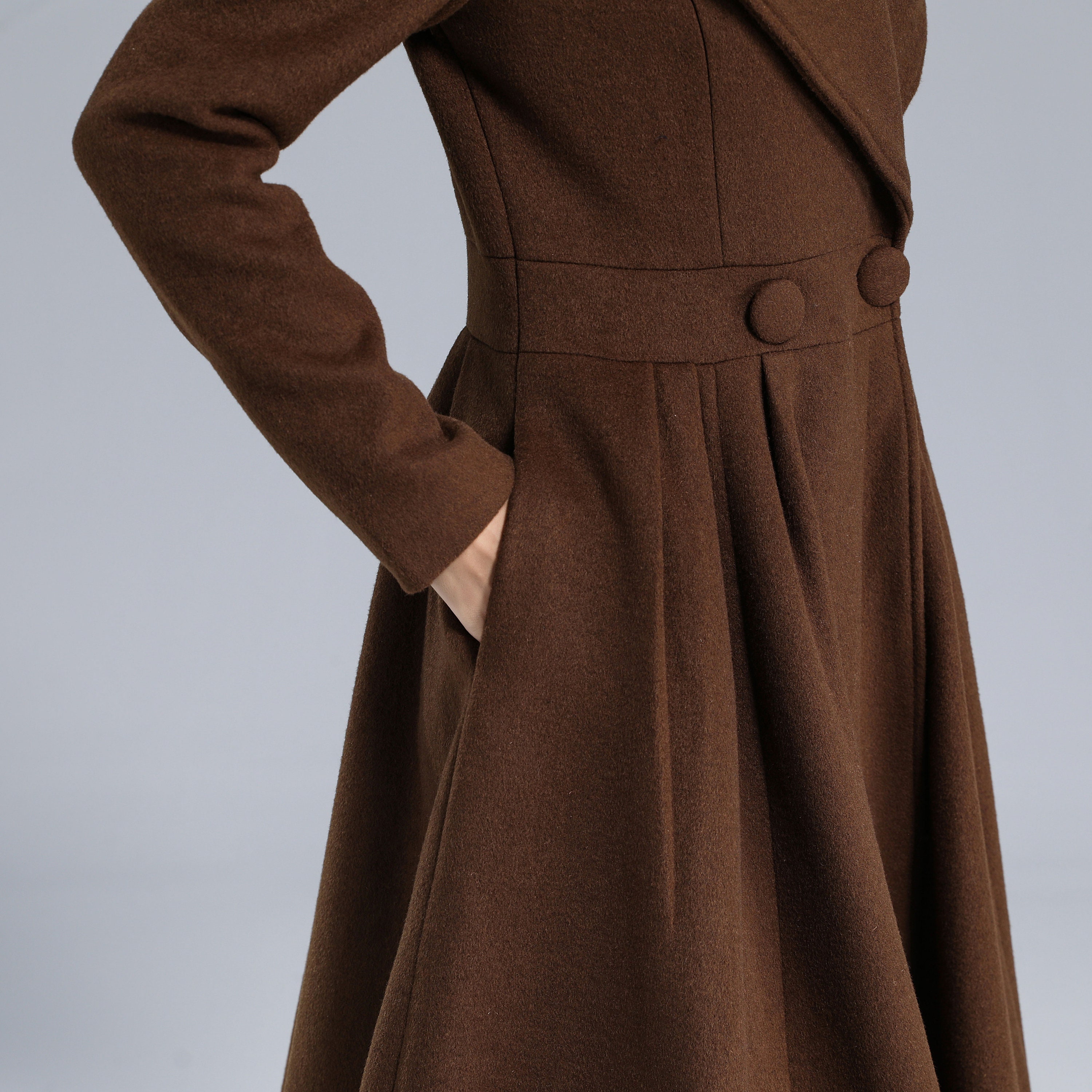 Brown Princess Wool Coat Women, Winter Coat, 1950s Inspired Brown Princess Wool Coat Women, Winter Coat, 1950s Inspired