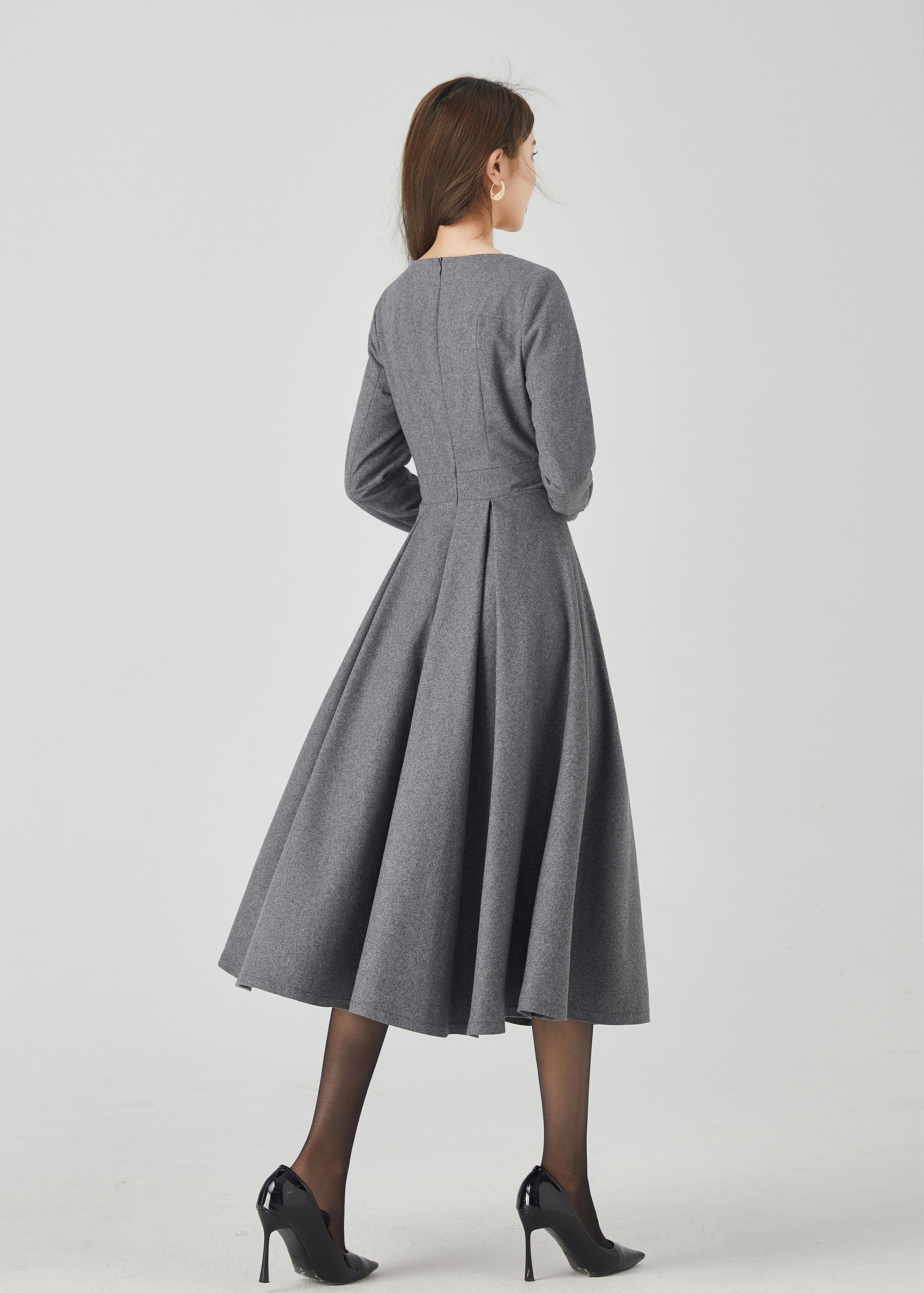 ハーリップトゥ　pleated wool-blend long dress ハーリップトゥ pleated wool-blend long dress HOULENGS
