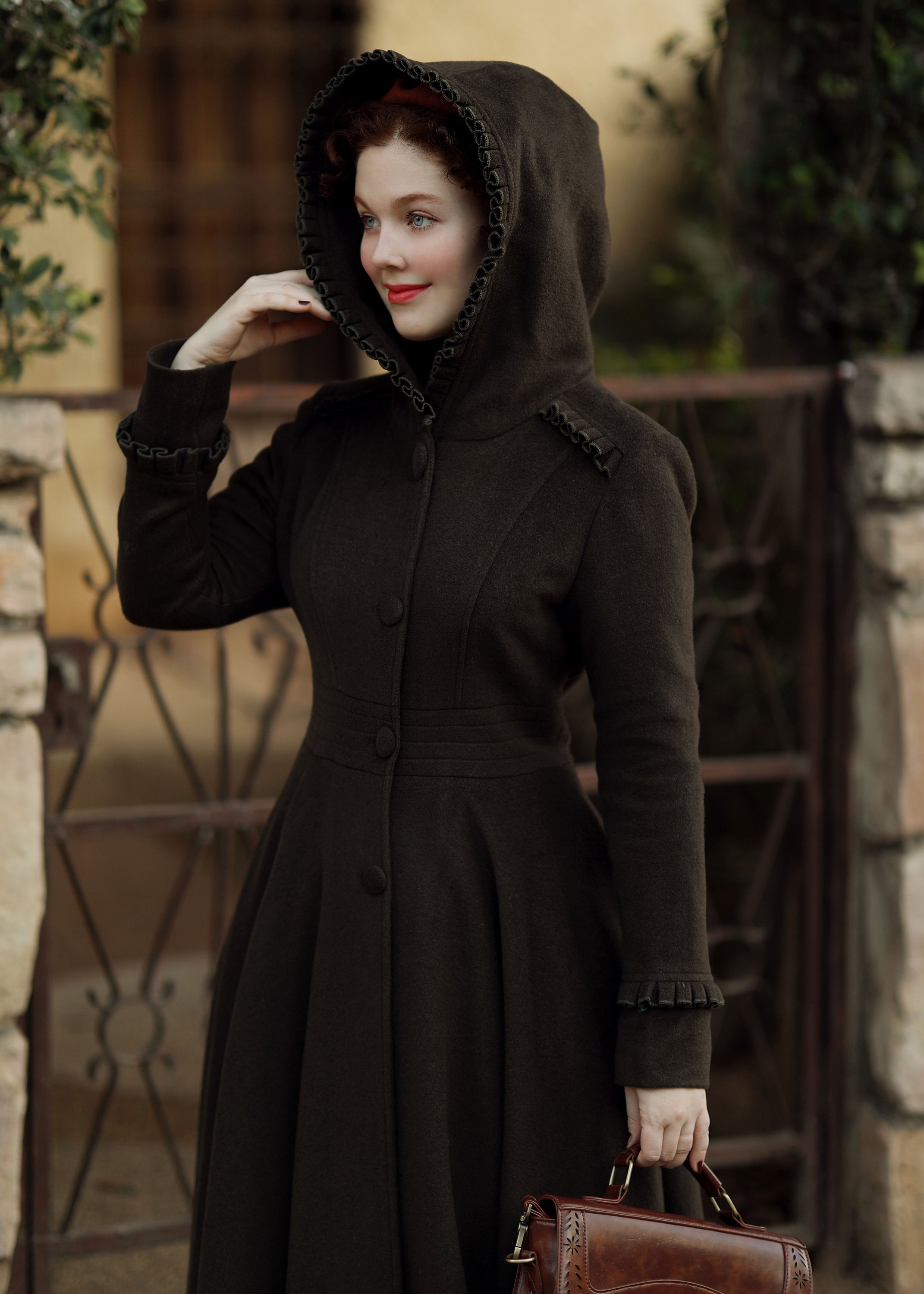 Long Wool Princess Coat, Hooded Wool Coat, Winter Coat Women