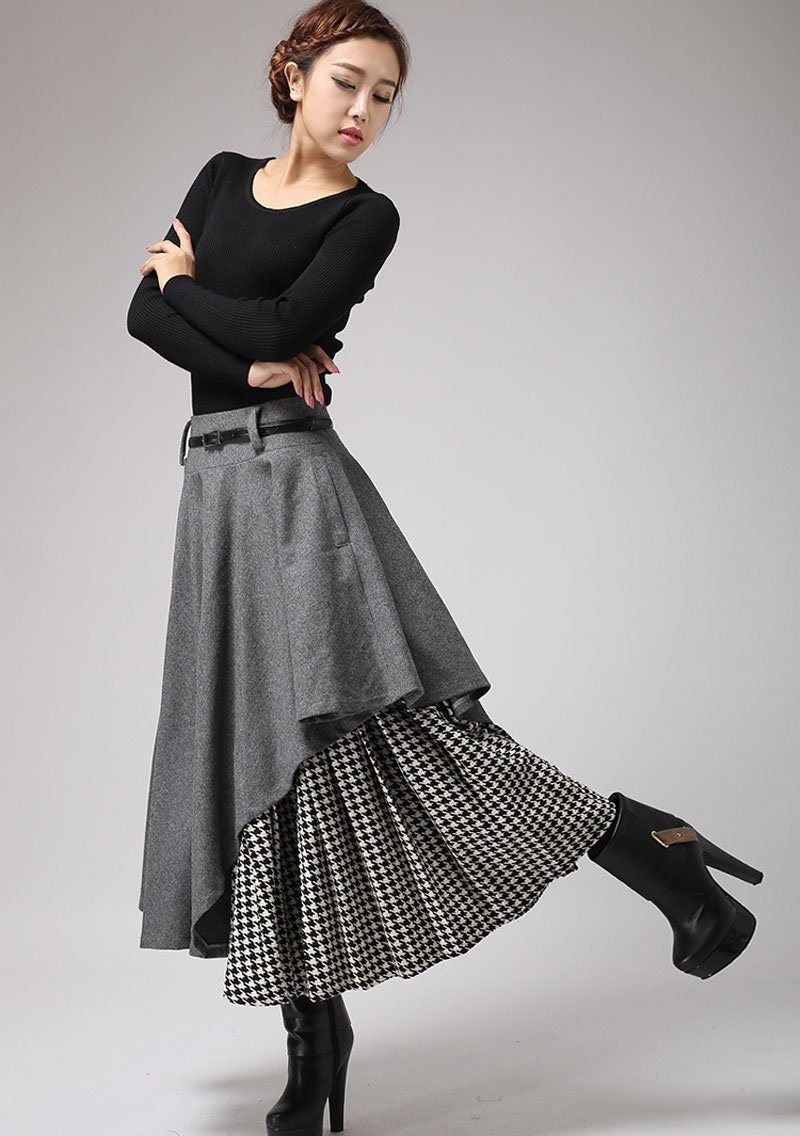 Gray wool skirt winter skirts womens skirt warm skirt | Etsy