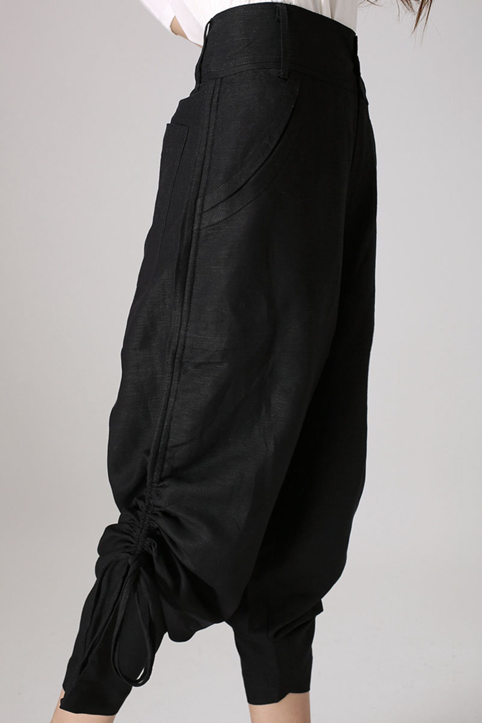 Linen Pants Black Linen Pants Linen Capri Pants Casual Etsy