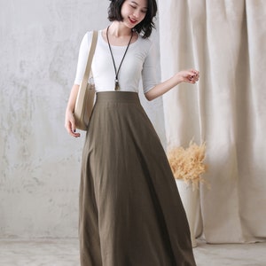 Long Linen Skirt, Linen Maxi Skirt for Women, A Line Long Skirt, High Waist Flared Skirt, Minimalist Skirt, Spring Summer Swing Skirt 2767 image 5