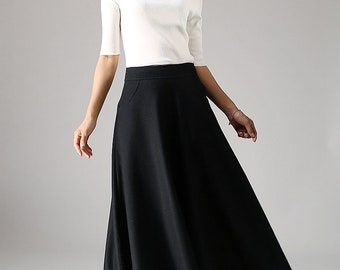 Long Maxi Wool Skirt, Vintage 1950s Elastic Waist Wool Skirt, Winter Skirt  for Women, A-line Wool Skirt With Pockets, High Waist Skirt 3853 -   Hong Kong