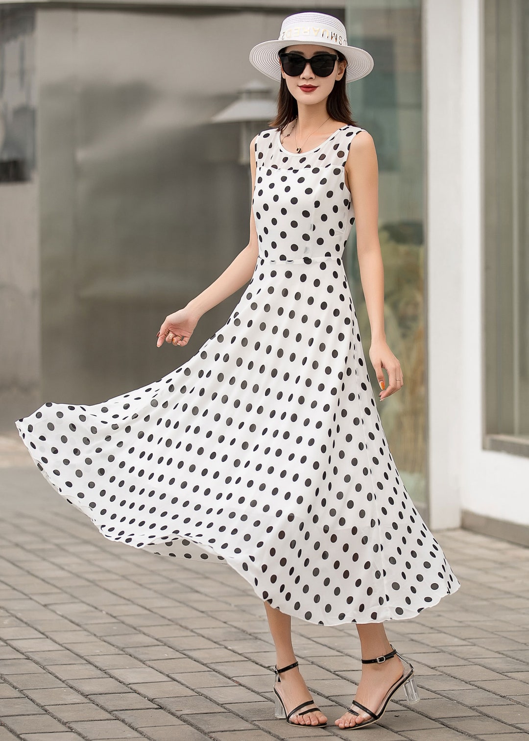 Chiffon Backless Polka Dot Tie Dress