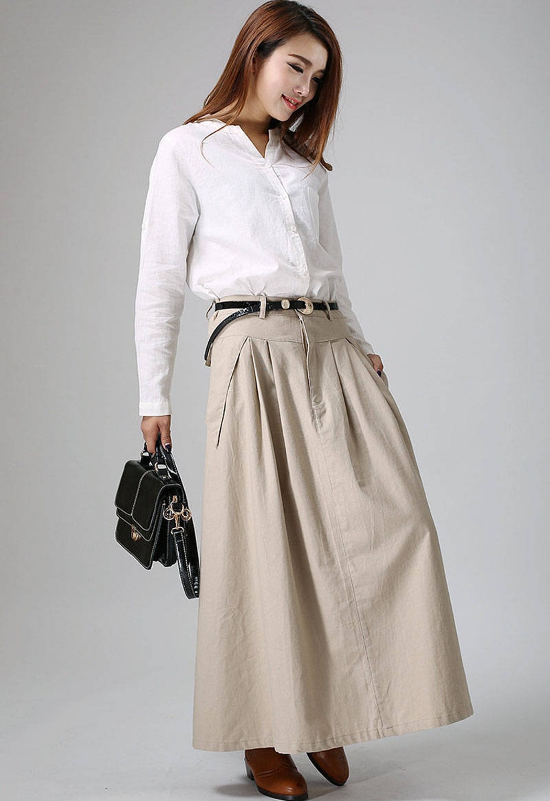 Khaki Skirt, Maxi Skirt, Long Skirt, Casual Skirt, Linen Khaki Skirt, Maxi Skirt, Long Skirt, Casual Skirt, Linen