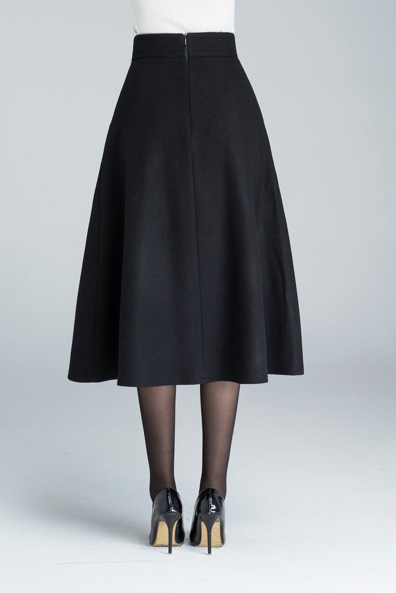 A line Midi skirt, Midi wool skirt, wool skirt, woman skirt, black winter skirt, fitted skirt, handmade skirt, warm winter skirt 1636 image 7