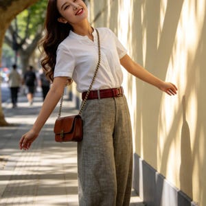 women‘s Linen baggy pants, Washed linen pants, Long linen pants, Summer pants, Loose Fitting Pants, Casual pant 0986 image 3