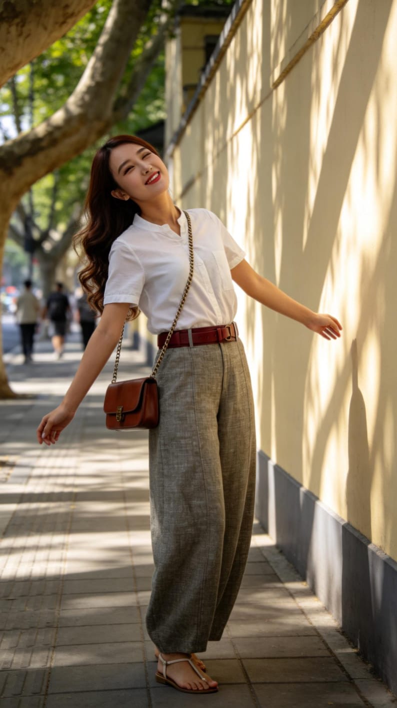 women‘s Linen baggy pants, Washed linen pants, Long linen pants, Summer pants, Loose Fitting Pants, Casual pant 0986 image 3