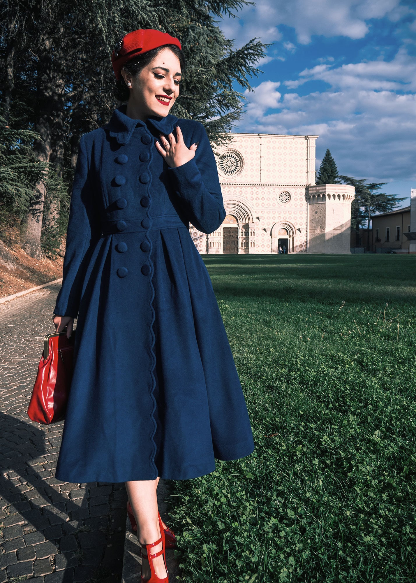 Wool coat, Wool princess coat, Women‘s Double-breasted wool coat, Blue wool coat, warm long wool outwear, Handmade coat, Xiaolizi 3187#