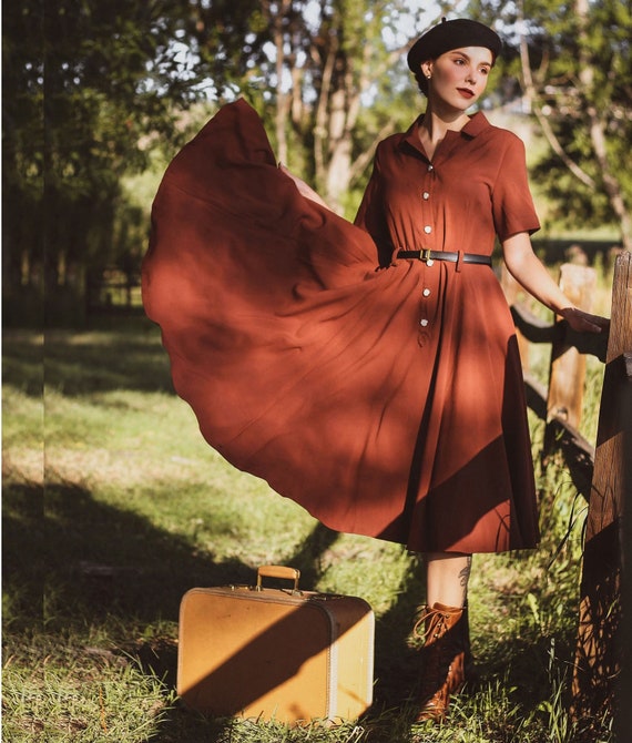 1950s Floral Patchwork Swing Dress