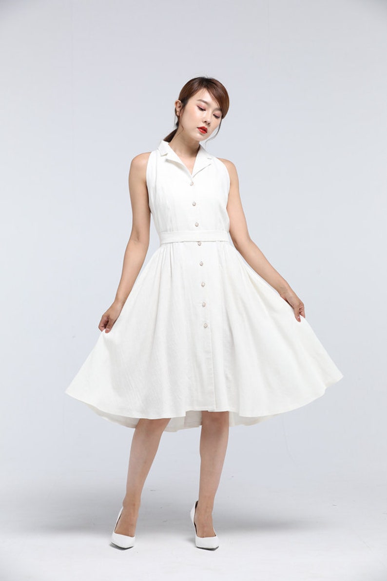 white summer dress button front