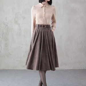 Midi Wool Skirt, Wool Plaid Skirt, Winter Circle Wool Skirt, Swing Skirt, A-Line Midi Skirt, High Waist wool Skirt, Handmade Skirt 3839 image 2