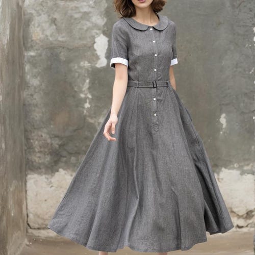 slim fit dress slacks Alexa Women's Linen Shirt Dress