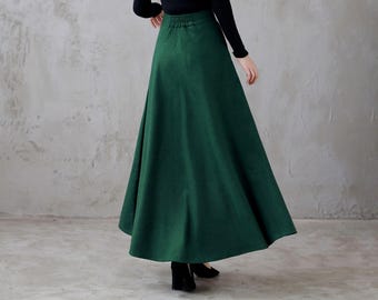 【Anyone more】LeDa Wool Pintuck Long Skirt Wool skirt with slit - Women | MANGO OUTLET USA