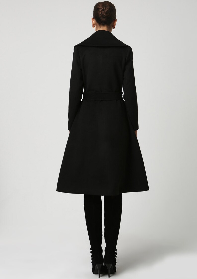 Black wool coat Knee length coat wool coat black coat Etsy