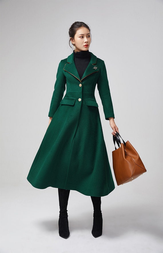 Women's green wool maxi coat 2202 Women's green wool maxi coat 2202