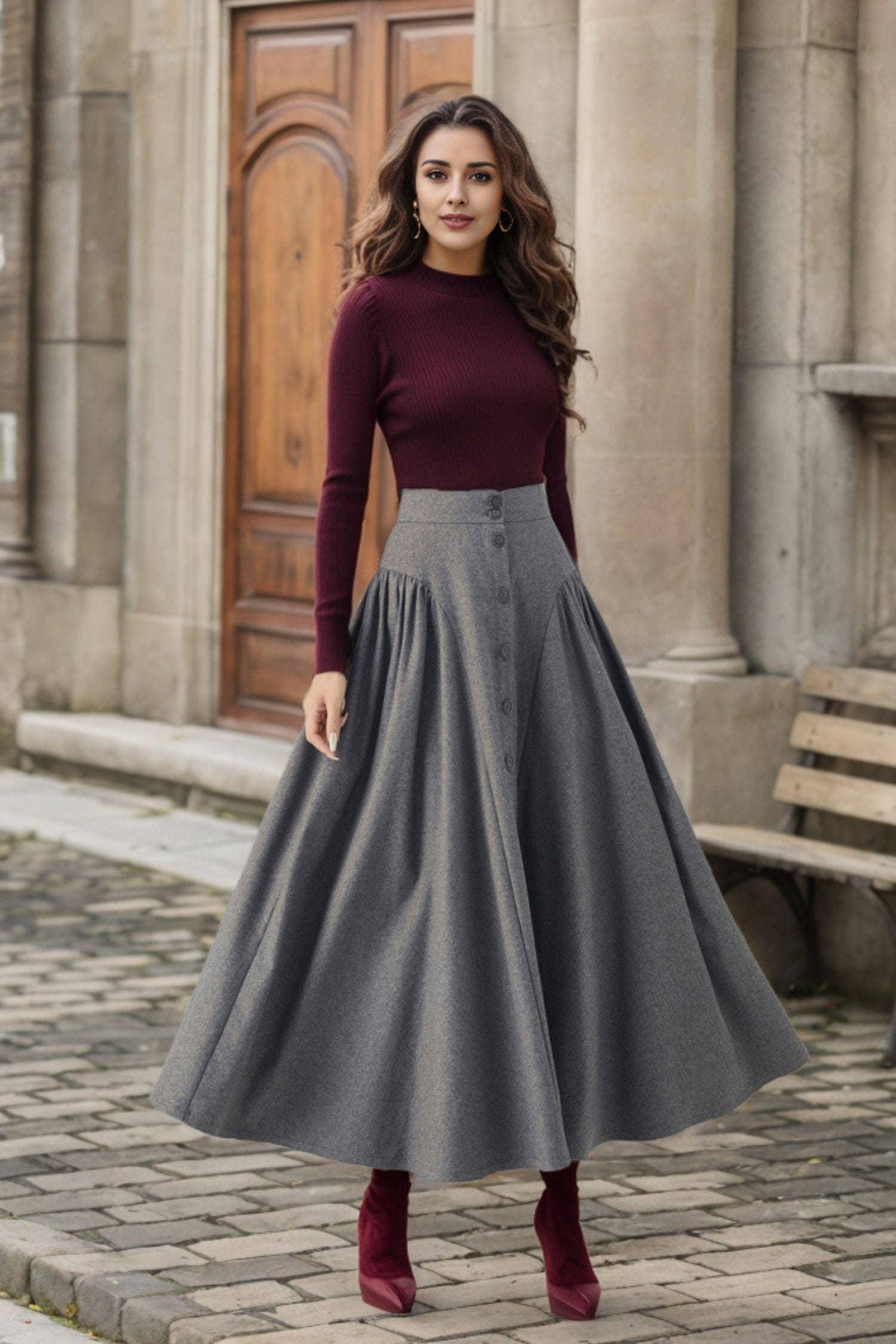 Wool Skirt, Long Wool Skirt, Wool Maxi Skirt, Button Down Skirt, Wool Skirt Women, Winter Wool Skirt, Handmade Skirt, Xiaolizi 4526# Wool Skirt, Long Wool Skirt, Wool Maxi Skirt, Button Down Skirt, Wool Skirt Women, Winter Wool Skirt, Handmade Skirt, Xiaolizi 4526#