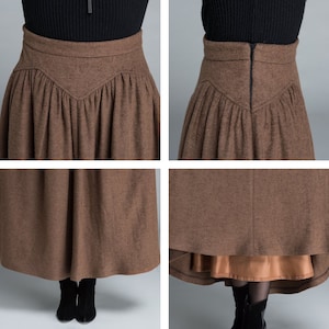 Vintage Inspired Long Wool skirt, Wool skirt women, High waist wool skirt, Winter wool skirt in brown, pleated wool skirt, Mod clothing 1642 image 7