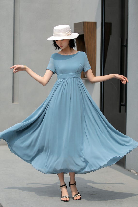 fitted lace wedding dress PRETTYGARDEN Womens Summer Puff Short Sleeve Maxi Dress Square Neck Sm main image 0