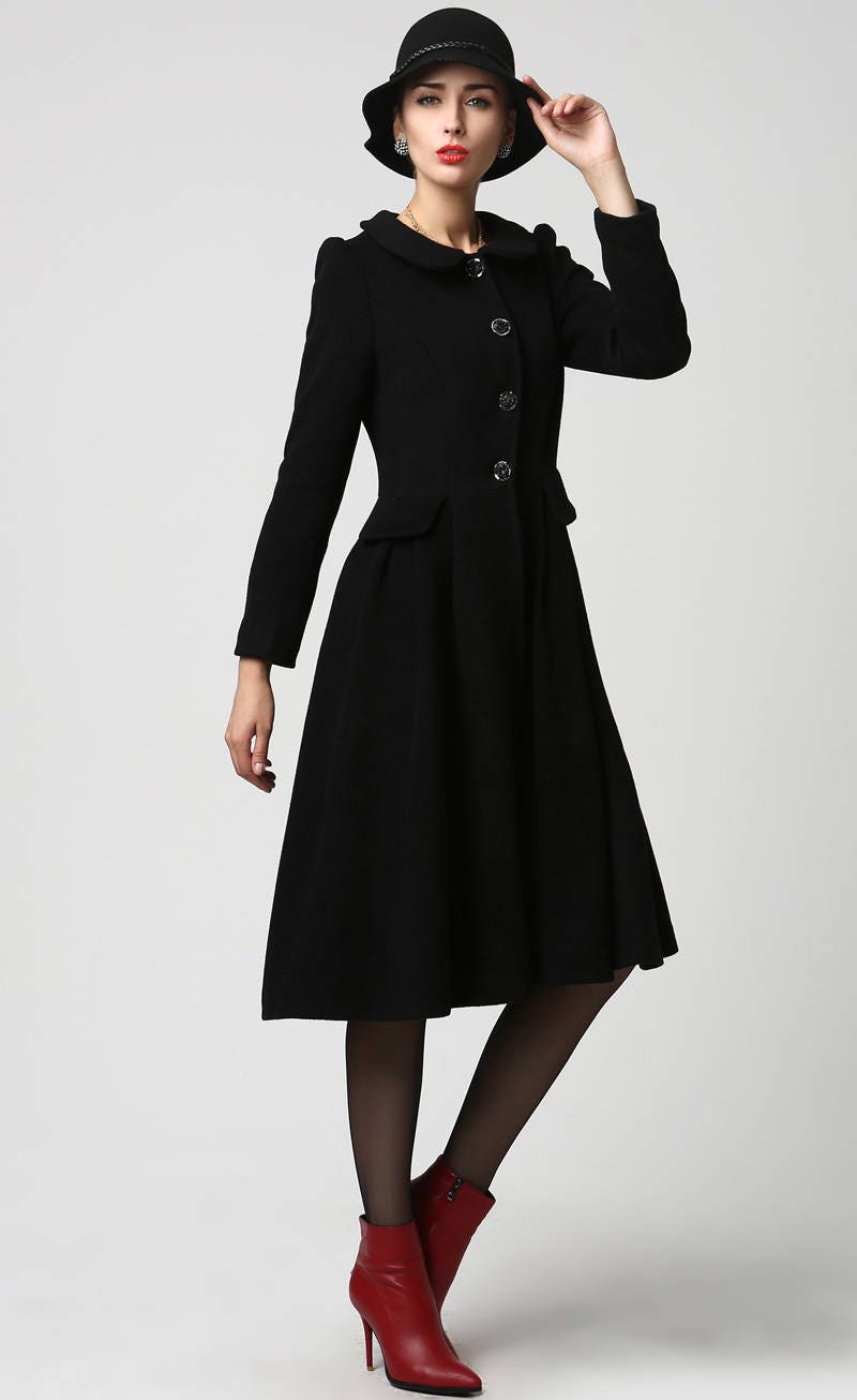 Long black coat wool jacket dress coat womens jackets Etsy