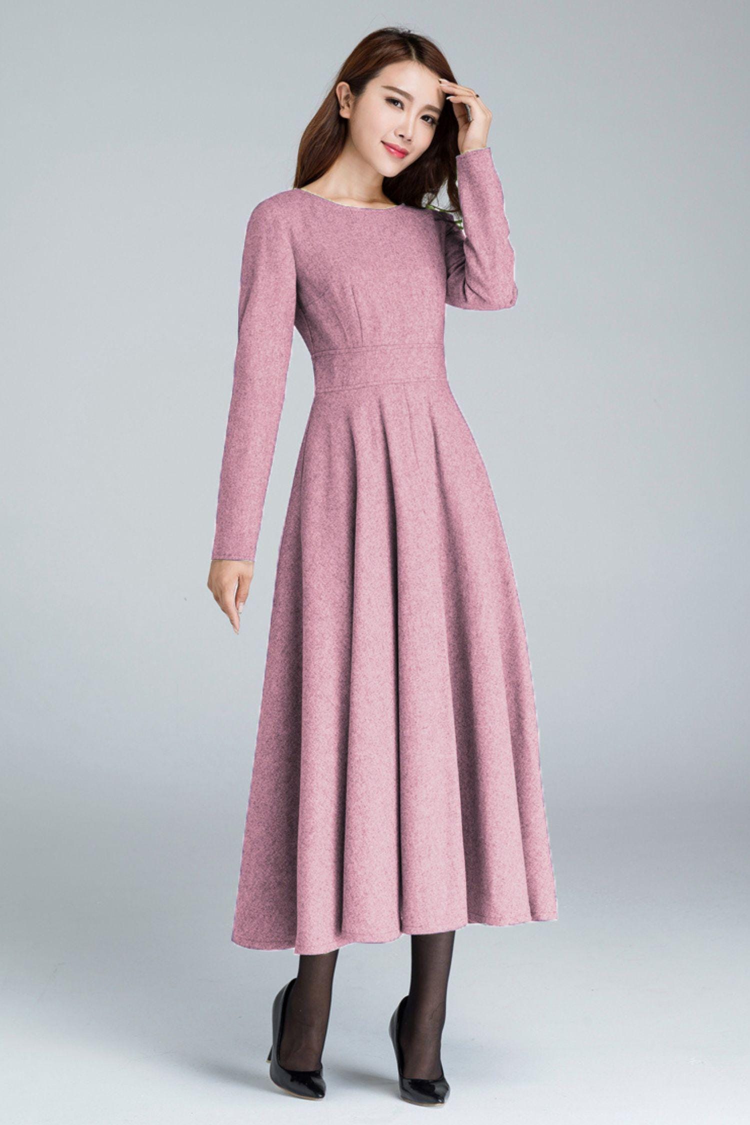 Pink Fit Flare Dress - Etsy