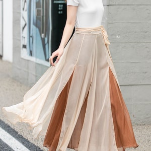 Chiffon Wrap Skirt Root Plaid / Sunflower Floral