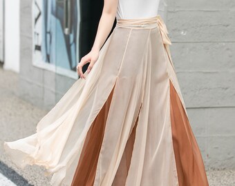 Chiffon Skirt, Boho Chiffon Wrap Skirt, Summer Swing Chiffon