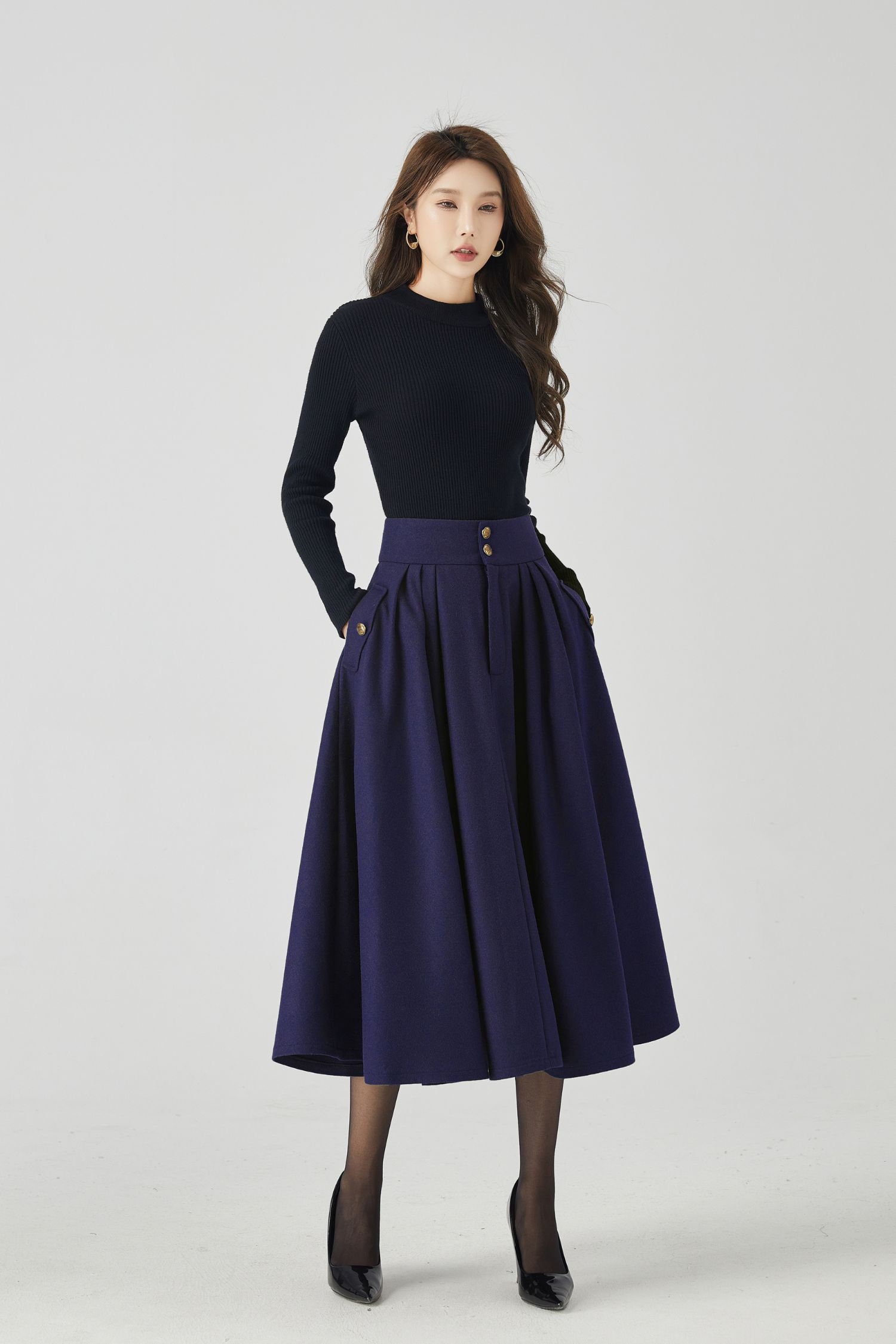 Army green swing winter wool skirt 4530 Army green swing winter wool skirt 4530