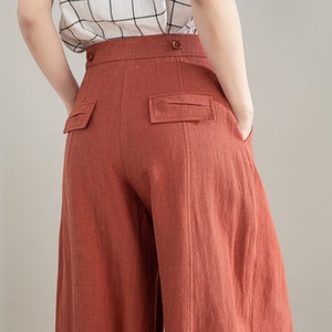 Red Suspender linen Pants, Womens Baggy Linen Pants, Spring Summer Linen Pants, Vintage Inspired Long Pants, Custom Pants, Xiaolizi 4212 image 8